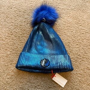 NBA Dallas Mavericks Blue Sequin Glam Cap Beanie Pom Pom Hat